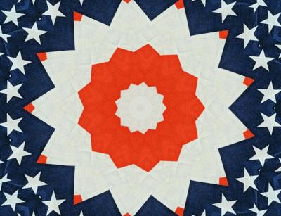 red, white and blue quilt