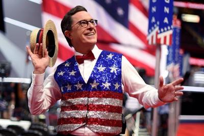 Stephen Colbert tapes a segment for 'The Late Show' at Quicken Loans Arena ahead of the 2016 Republican National Convention in Cleveland.