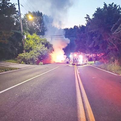 Car bursts into flames on Frisco Hill Road in Imperial