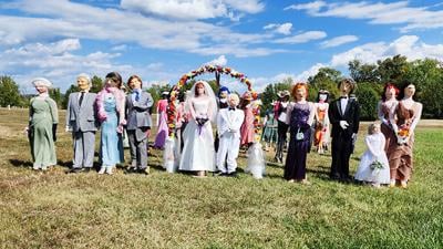 Since 2014, Eureka has held the Scarecrow Festival, which featured scarecrows like these displayed throughout the city.