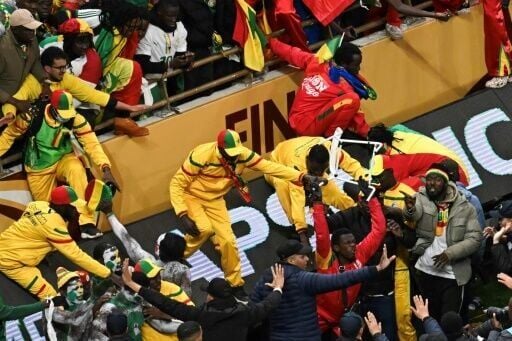 Angry Senegal supporters were involved in clashes after a late penalty was given against their team