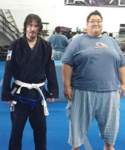 Ryuichi Yamamoto, who goes by the name Yama, with Keanu Reeves.