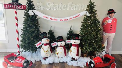 State Farm Insurance – Donna Young, 1324 Jeffco Blvd., in Arnold is competing in the Arnold Chamber of Commerce’s sixth annual Snowman Decorating Contest.