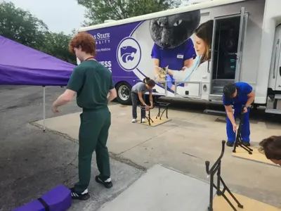 Several first- and second-year veterinary students from Kansas State University volunteered at the event