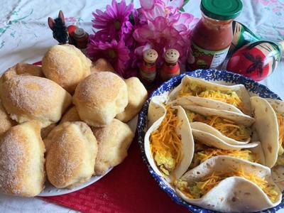 Breakfast Tacos, Mexican Cinnamon Sugar Puffs