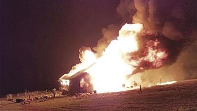 Several animals were killed in a barn fire south of De Soto.