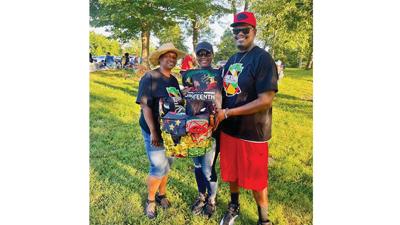 Juneteenth raffle: Jillene Henderson, Ingrid Cook, and Galen Hall
