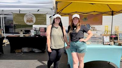 From left, Makenzee and Bree Willhelm are the new market hosts of the Crystal City Farmers Market, now the Sunday Bloom Market.