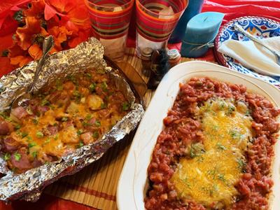 Southwestern Cheddar Meat Loaf, Smoky Cheddar Potatoes