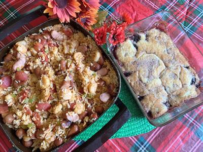 Quick Jambalaya, Rocky Mountain Upside Down Cherry Cobbler