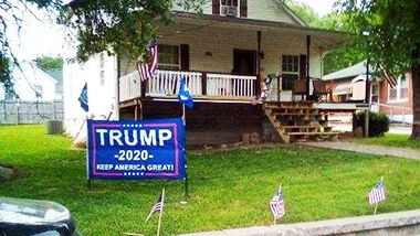 This Trump banner in decorating a Festus home reportedly was torn down.