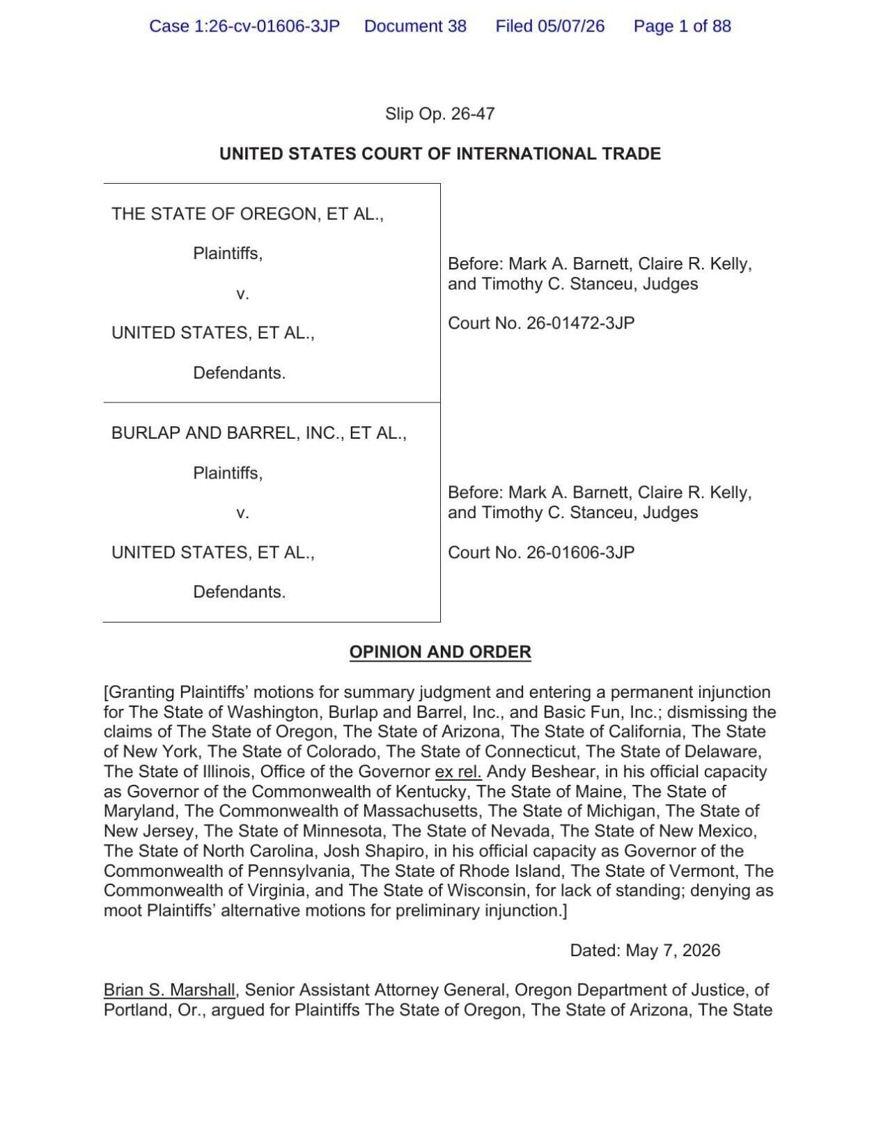 Majority opinion 5-7-26