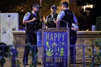 Police at a checkpoint near Bondi Beach after Sunday's attack