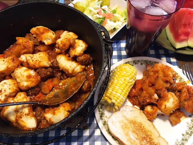 Hearty Meatball Stew and Dumplings