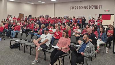 More than 125 teachers and nurses on April 15 attended the Fox C-6 School District Board of Education meeting to show unity as the teachers and nurses negotiate a new contract with the district.