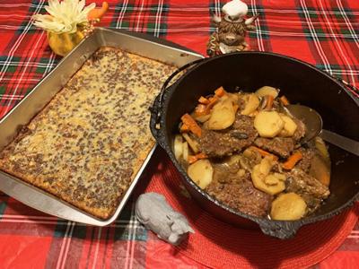 Swiss Steak Dinner, Chocolate Chip Bars