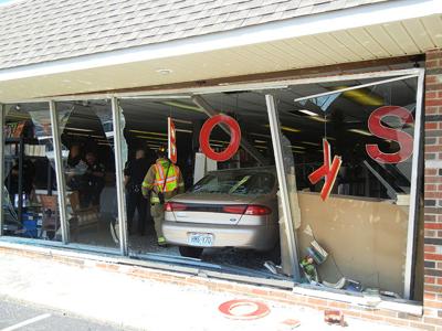 Car crashes through front of Books Galore