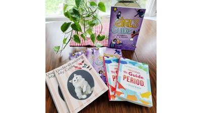 Period products and literature donated to the Aunt Rose Project.