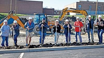 A groundbreaking ceremony for the new competition gym was held on March 27.