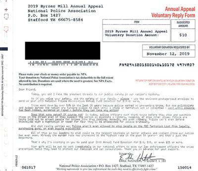 Byrnes Mill Police warn residents about this mailer.