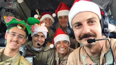Leland C. Shanle Jr. of Hillsboro sent in this picture of his son Captain David B. Shanle, right, in cockpit of the KC-135 while returning with his crew from Afghanistan in 2018 just before Christmas.