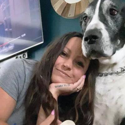 Laura Lohman with her Great Dane, Beau.