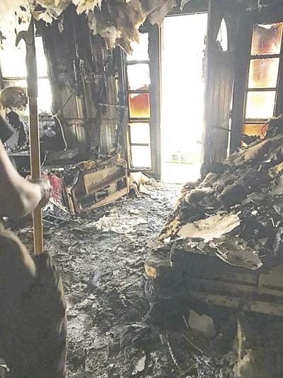 This mobile home on Meadow Drive in the Hillsboro area was destroyed by fire.