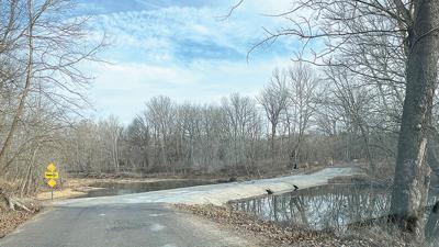 The low-water crossing on Boyce Lane looking east in late December.