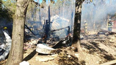 A barn off Klondike Road in the De Soto area was destroyed by fire, and some chickens died in the blaze.