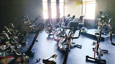The cycling studio is nearly finished on the second floor of the Timbers Recreation Center.
