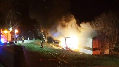 This mobile home on Joey Lynn Lane in High Ridge was destroyed by a fire.