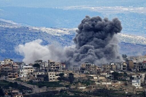 Smoke rises from Israeli bombardment on the southern Lebanese village of Khiam