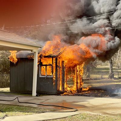 Fire destroys shed in Fenton area