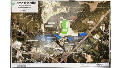 A preliminary plan for the James Hardie plant in Crystal City.