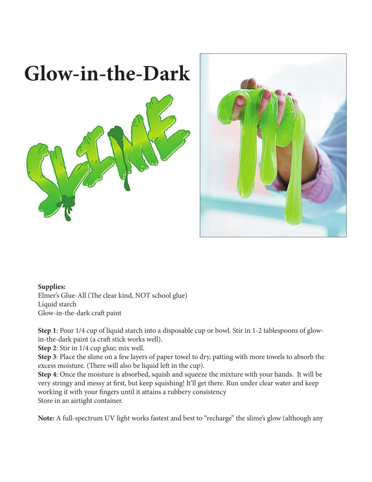Glow-in-the-Dark Slime instructions