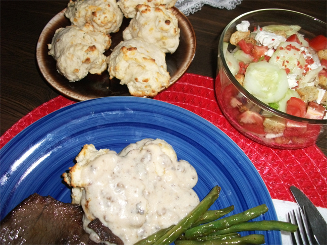 Drop Biscuits with Sausage Gravy