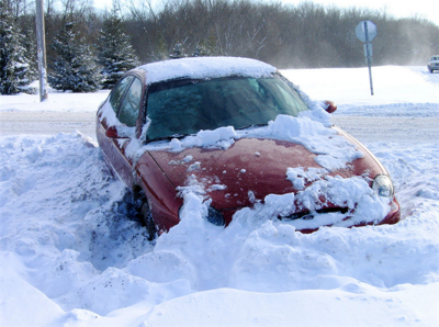 Stuck Car in snow