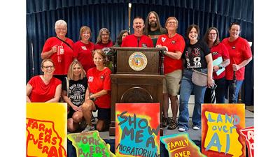 A contingent of people opposed to the proposed Festus data center development project participated in a rally Sept. 16 at the Missouri State Capitol in Jefferson City. Those at the rally called for a moratorium on data centers.