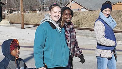 From left, Ayden Selmon, Cameron Cavanaugh, DiRina Selmon and Tori Aubuchon at the 2020 march.