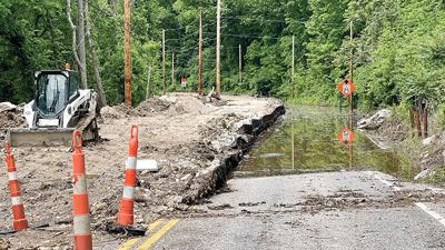 Seckman Road was closed due to recent flooding.