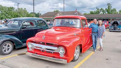 Bill Blakely and his wife, Shelley, of Festus proudly stand by their 56 Ford F100 at the 2024 Festus Mayor’s Summer Cruise.