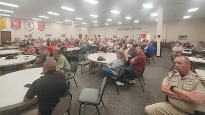 About 180 people attended a presentation by Cochise County (Ariz.) Sheriff Mark Dannels about border security on June 20 at the Fox C-6 Service Center in Arnold.