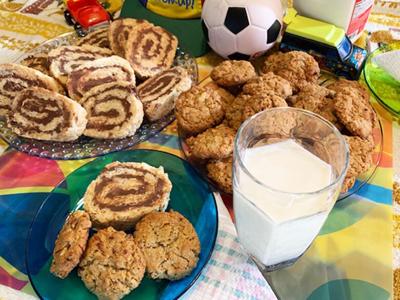 Crispy Chocolate Pinwheels, Corn Flake Crunch Cookies