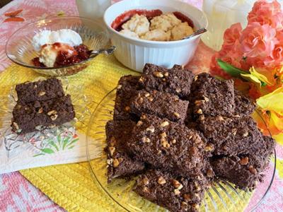 Quick Cherry Cobbler, Double Chocolate Nut Bars