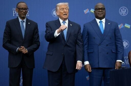 President Donald Trump in December brought together Rwandan President Paul Kagame (L) and the DRC President Felix Tshisekedi (R) to sign a peace deal