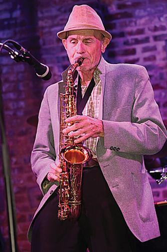 Joe Prichard plays the sax at BBs Blues Bar in 2022.