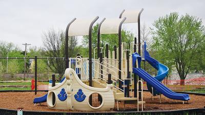 The new playground at Kimmswick Park has a boat theme.
