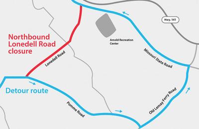 Lonedell Road in Arnold will be closed to northbound traffic starting Monday