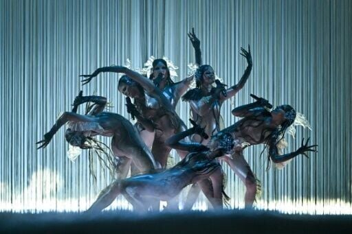 The six-piece group Tautumeitas sing their Eurovision entry 'Bur Man Laimi' in Latvian