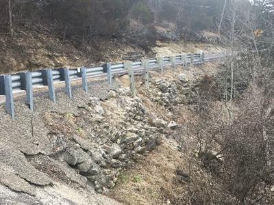 Hwy. V at Hardin Road south of De Soto will be closed so improvements can be made to the road, including addressing sliding issues at this embankment